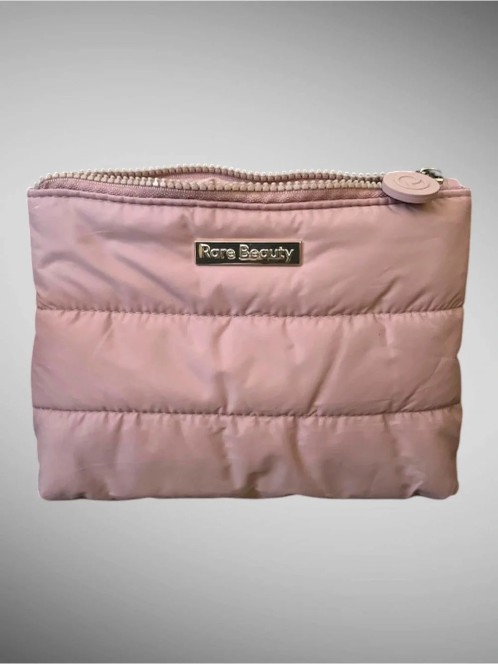 Rare Beauty Puffy Makeup Bag Mauve Quilted Cosmetic Travel Pouch NWOT